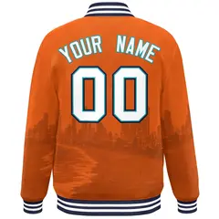 Orange White-Navy Miami City Skyline Varsity Full-Snap Track Jacket 4