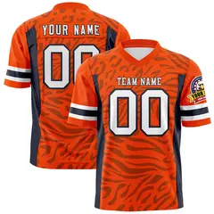 Orange White-Navy Zebra Stripes Authentic Football Jersey 1