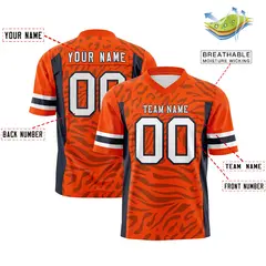 Orange White-Navy Zebra Stripes Authentic Football Jersey 2