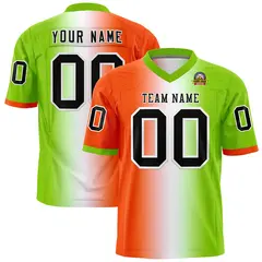Orange White-Neon Green Gradient Football Jersey 1