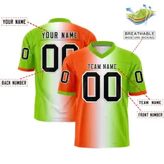 Orange White-Neon Green Gradient Football Jersey 2