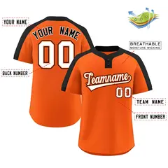 Orange White-Orange Classic Style Two-Button Softball Jersey 2