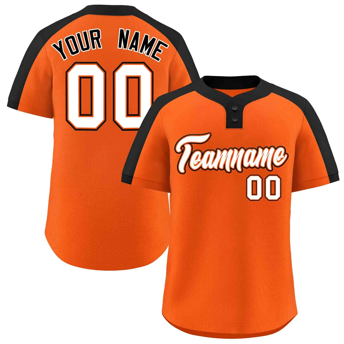 Orange White-Orange Classic Style Two-Button Softball Jersey