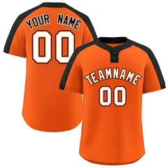 Orange White-Orange Classic Style Two-Button Softball Jersey