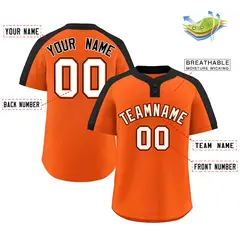 Orange White-Orange Classic Style Two-Button Softball Jersey 2