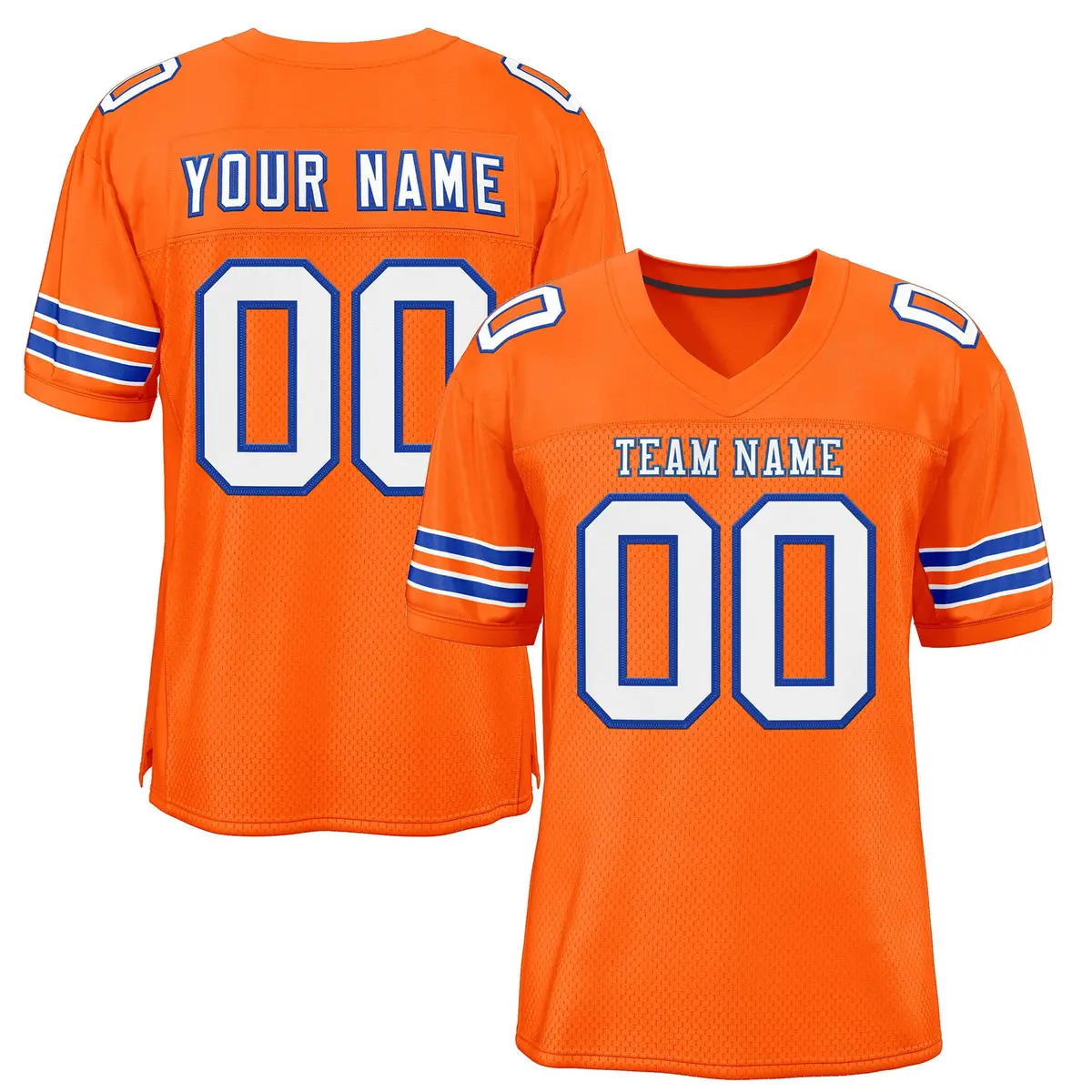 Orange White-Panther Blue Classic Mesh Football Jersey