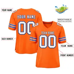 Orange White-Panther Blue Classic Mesh Football Jersey 2