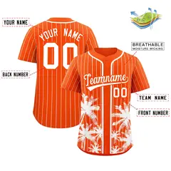 Orange White Pinstripe Coconut Tree Baseball Jersey 2