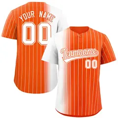 Orange White Pinstripe Gradient Baseball Jersey 1