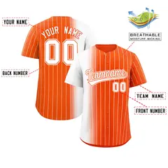 Orange White Pinstripe Gradient Baseball Jersey 2