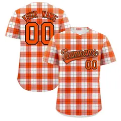 Orange White Plaid Authentic Baseball Jersey