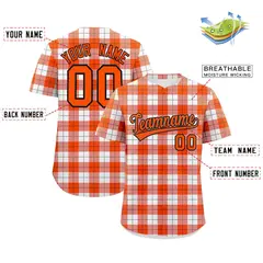 Orange White Plaid Authentic Baseball Jersey 2