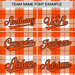 Orange White Plaid Authentic Baseball Jersey 3
