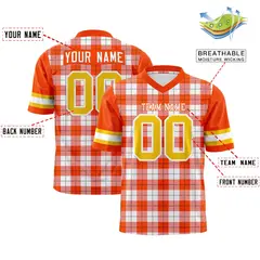 Orange White Plaid Pattern Authentic Football Jersey 2