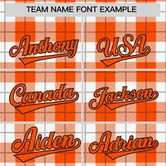 Orange White Plaid Varsity Letterman Baseball Jacket 3