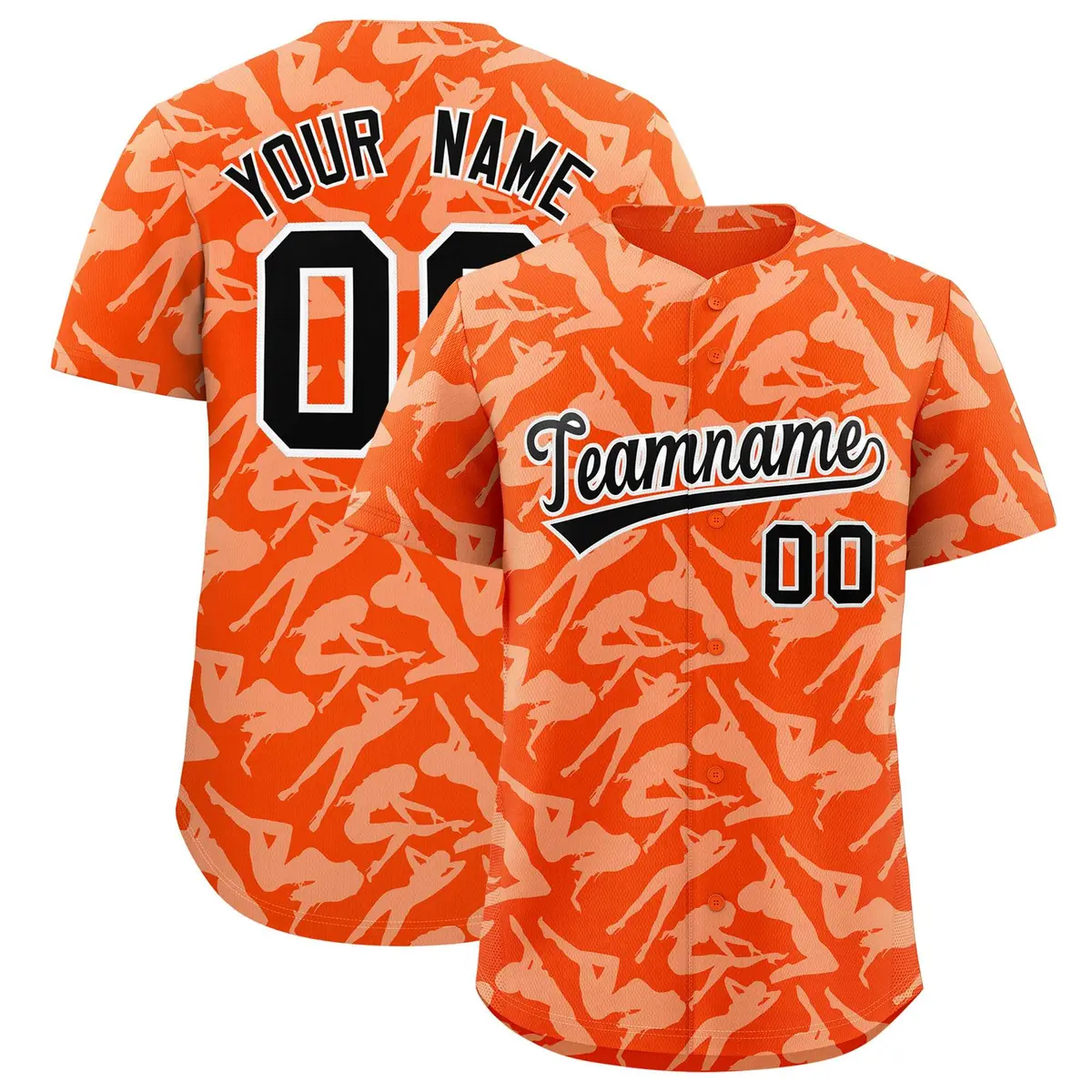 Orange White Playboy Graffiti Pattern Baseball Jersey