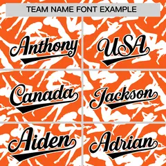 Orange White Playboy Graffiti Pattern Baseball Jersey 3
