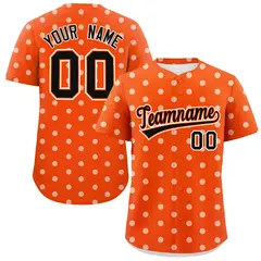 Orange White Polka Dot Graffiti Authentic Baseball Jersey