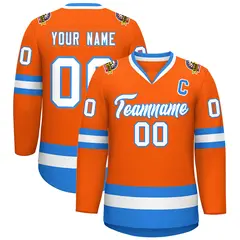 Orange White-Powder Blue Classic Hockey Jersey 1