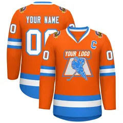 Orange White-Powder Blue Classic Hockey Jersey 1