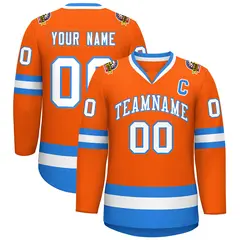 Orange White-Powder Blue Classic Hockey Jersey 1