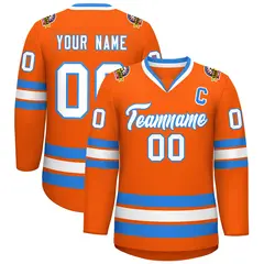 Orange White-Powder Blue Classic Hockey Jersey 1