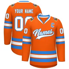 Orange White-Powder Blue Classic Hockey Jersey 1