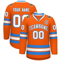 Orange White-Powder Blue Classic Hockey Jersey 1