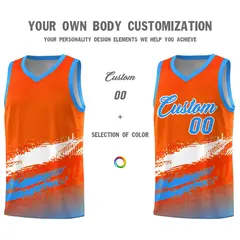 Orange White Powder Blue Graffiti Basketball Jersey 3