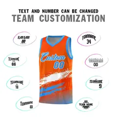 Orange White Powder Blue Graffiti Basketball Jersey 4