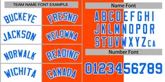 Orange White-Powder Blue Split Full-Snap Letterman Jacket 3