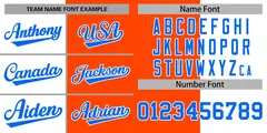 Orange White-Powder Blue Split Full-Snap Letterman Jacket 3
