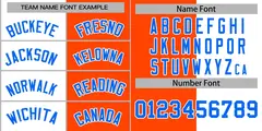 Orange White-Powder Blue Split Full-Snap Letterman Jacket 3