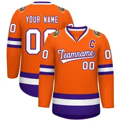 Orange White-Purple Classic Hockey Jersey 1