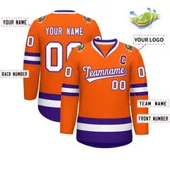 Orange White-Purple Classic Hockey Jersey 2