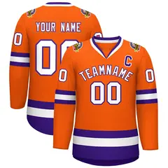 Orange White-Purple Classic Hockey Jersey 1