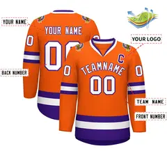 Orange White-Purple Classic Hockey Jersey 2