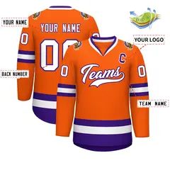 Orange White-Purple Classic Hockey Jersey 2