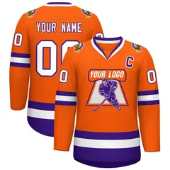 Orange White-Purple Classic Hockey Jersey 1