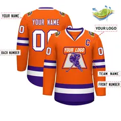 Orange White-Purple Classic Hockey Jersey 2