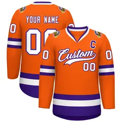 Orange White-Purple Classic Hockey Jersey 1