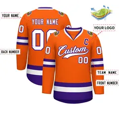Orange White-Purple Classic Hockey Jersey 2