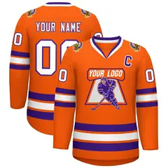 Orange White-Purple Classic Hockey Jersey 1