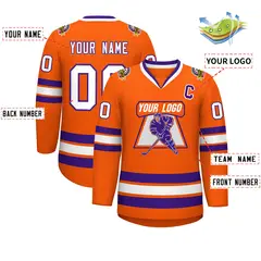 Orange White-Purple Classic Hockey Jersey 2
