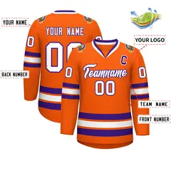 Orange White-Purple Classic Hockey Jersey 2