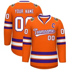 Orange White-Purple Classic Hockey Jersey 1