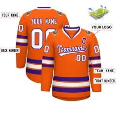 Orange White-Purple Classic Hockey Jersey 2