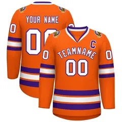 Orange White-Purple Classic Hockey Jersey 1