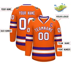 Orange White-Purple Classic Hockey Jersey 2