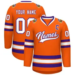Orange White-Purple Classic Hockey Jersey 1